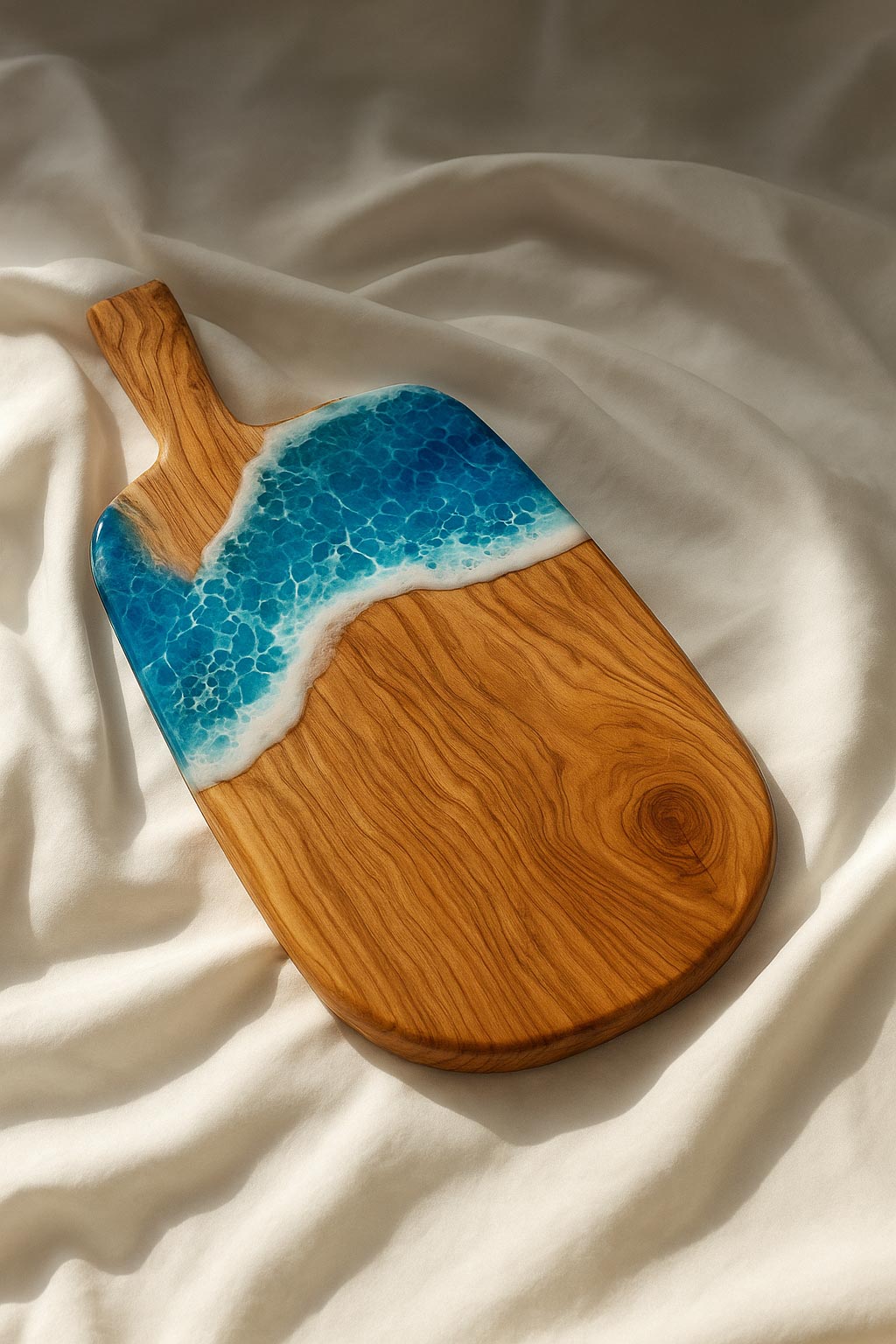 Mavi Kıyı El Yapımı Epoksi Sunum Tahtası