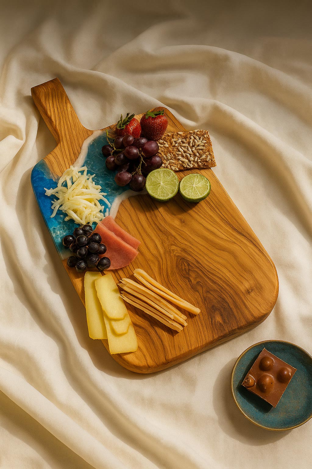 Mavi Kıyı El Yapımı Epoksi Sunum Tahtası - Görsel 2